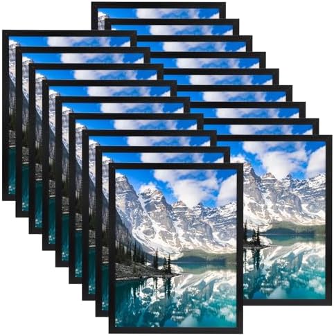 Hoikwo 18 Packs 8.5x11 Black Multi Plastic Picture Frames Set with Plastic Cover, Certificate Frames for Document Diploma Award, Light Weight Bulk 8.5 by 11 Frames Pack for Wall Hanging and Table