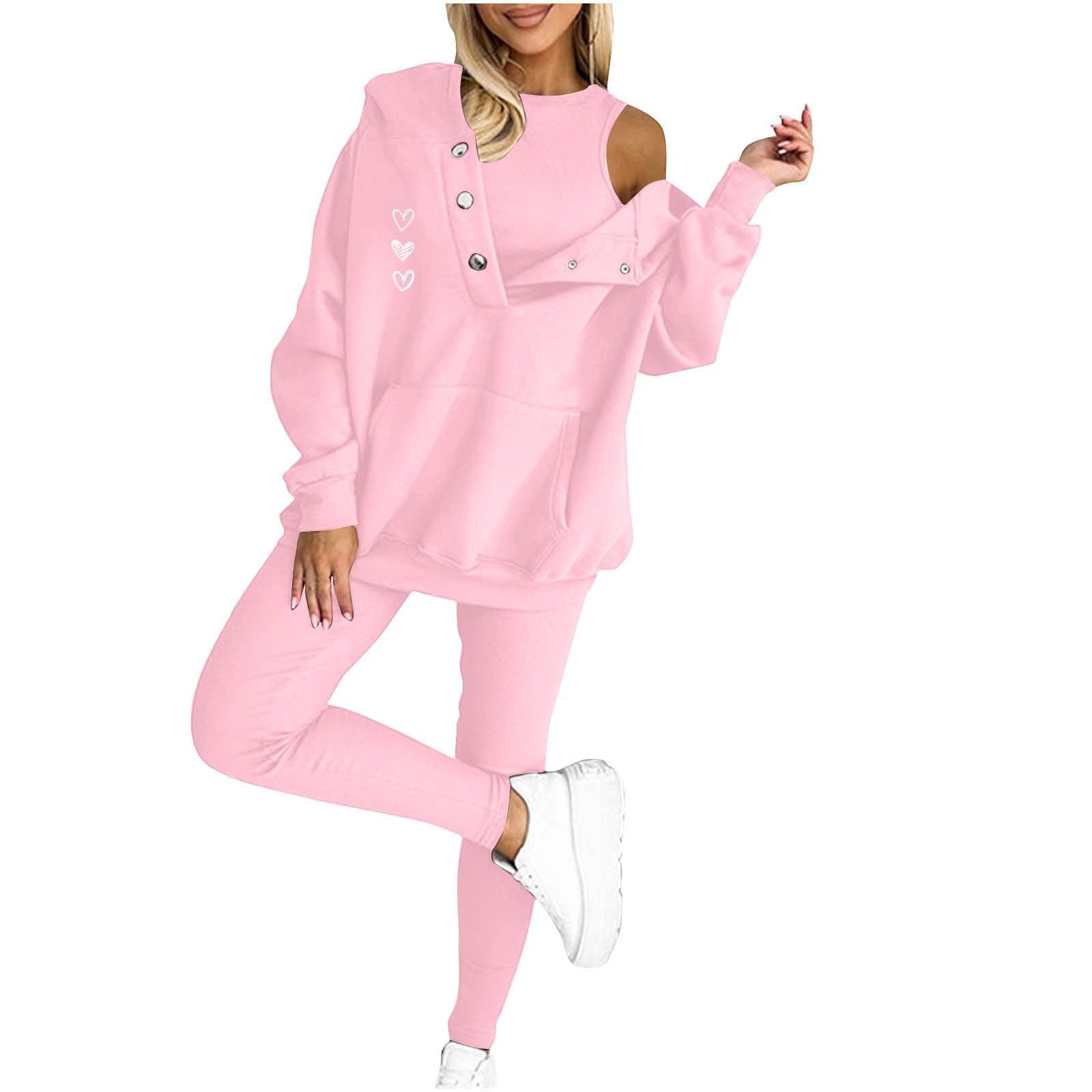 Completo Donna Tuta Felpa Pantaloni Sportivi 2 Pezzi Coordinato Comodo