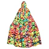 Xsovgoi Fruit Hoops Cereal Adult Hooded Cloak Cool Halloween Cosplay Costume Hooded Cape Velvet Cloak