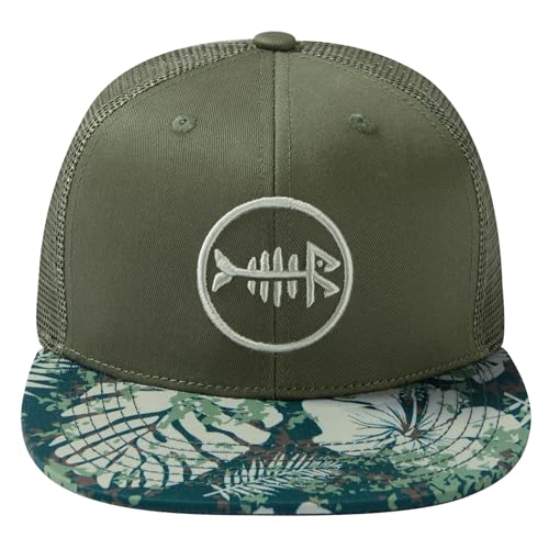 Image of BASSDASH Flat Brim Trucker Cap Adjustable Snapback Hat Mesh Back for Men Women