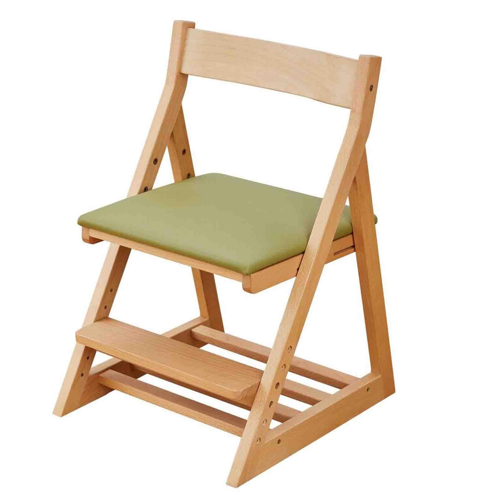Solid Wood Children's Study Chair Liftable Dining Chair Writing Chair Student Chair Posture Control Chair Backrest Chair Sanding Smooth Adjustable Chair (Color : Green, Size : 46 * 50 * 73cm)