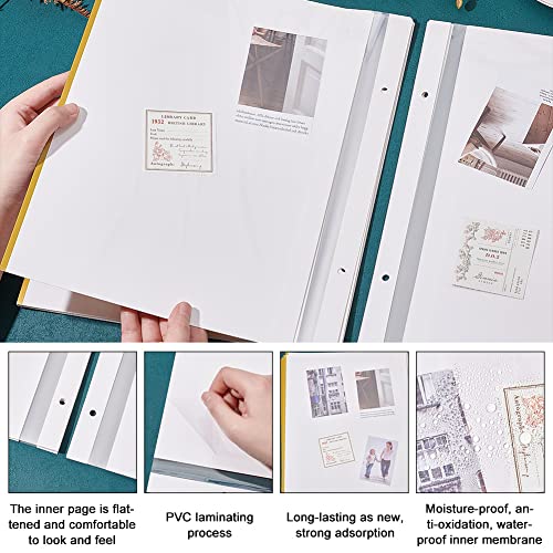 AHANDMAKER 10 Sheets Self Adhesive Refill Pages, 12.4x10.5 Photo Album Self-Stick Inner Page 2 Hole Scrapbook Expansion Page Refill Protectors for Archival Photo Album Wedding Birthday Gift, White