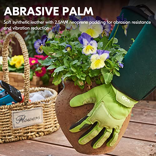 Vgo... Gardening Gloves Long Sleeves in Leather with Touchscreen, Heavy Duty Work Gloves Gauntlet Thorn Proof Antivibration for Women - Image 3