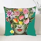 Type: Housse de coussin Fundas de Cojines 45x45 Flores Grass Patrón de Lino Inicio Decoración (S32)