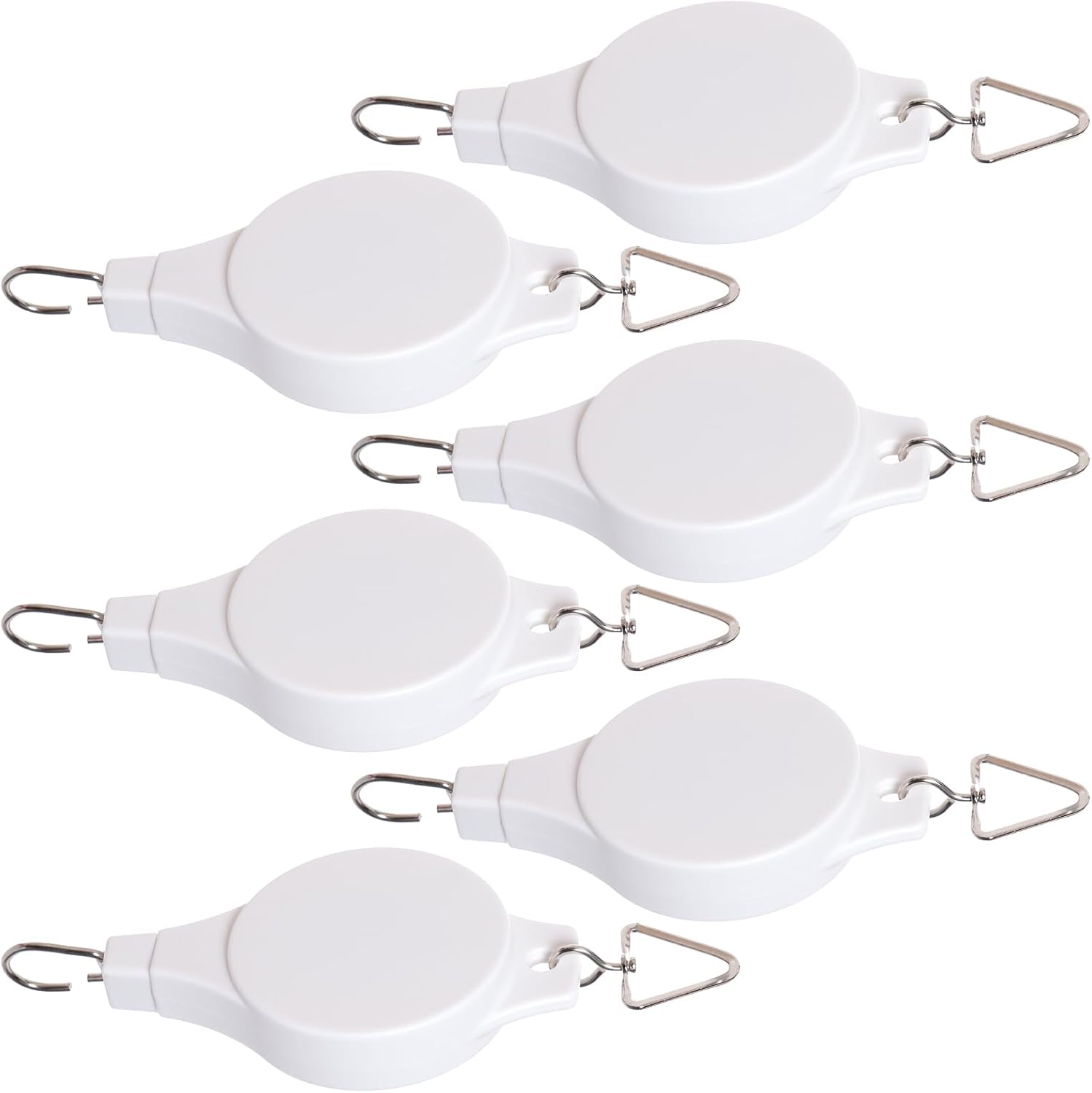 6 Pack Plant Pulley Retractable Hanger, Easy Reach Plant Pulley Adjustable Height Wheel for Hanging Plants Heavy Duty, Indoor Outdoor Plant Hanger for Garden Baskets Pots (White)