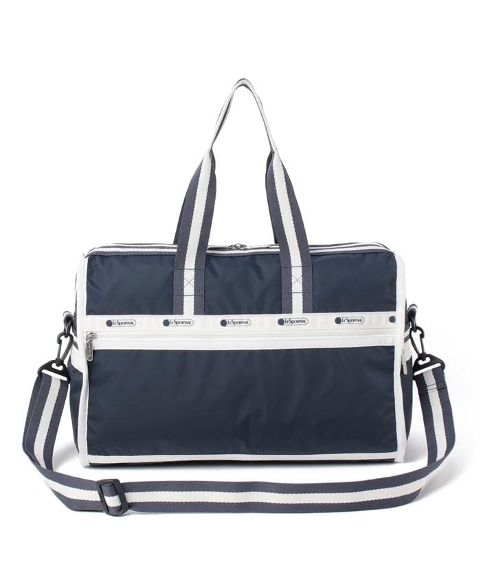 LeSportsac Spectator Deep Blue Deluxe Medium Weekender Crossbody Bag, Style 4318/Color C466, Timeless Navy Blue & Crisp White Unite in Fashion Trending 2 Tone Spectator Style Sophisticated Travel Bag4
