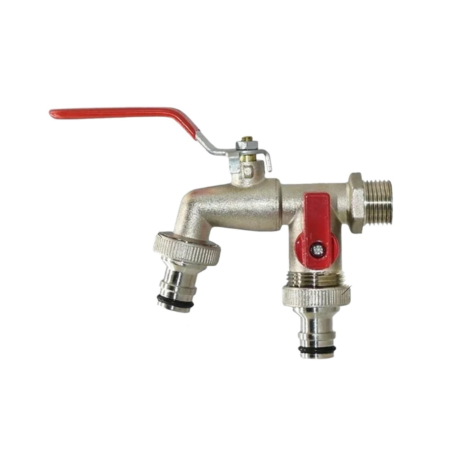 Outside Tap Outdoor Balcony Faucet with Dual Nipple Zinc Bibcock for Home and Industrial Irrigation(Color-01)