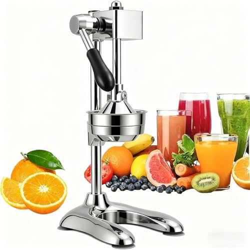 Exprimidor manual de naranja de acero inoxidable, exprimidor de mano resistente para limón y pomelo, fácil de limpiar, diseño profesional para granada fresca y jugo de lima