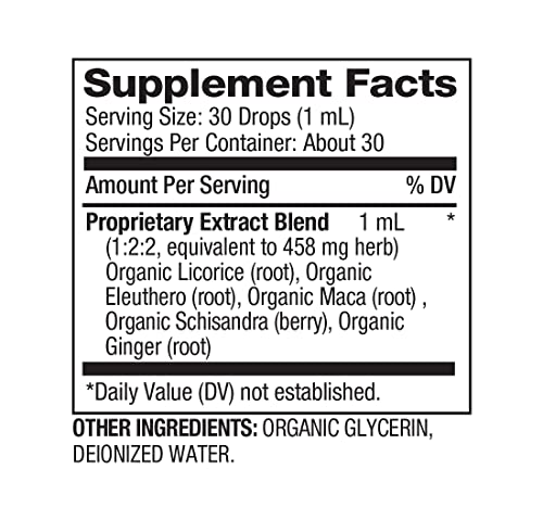 Bareorganics Adrenal Recharge Liquid Drops, Herbal Supplement, 1 Ounce #TOP5