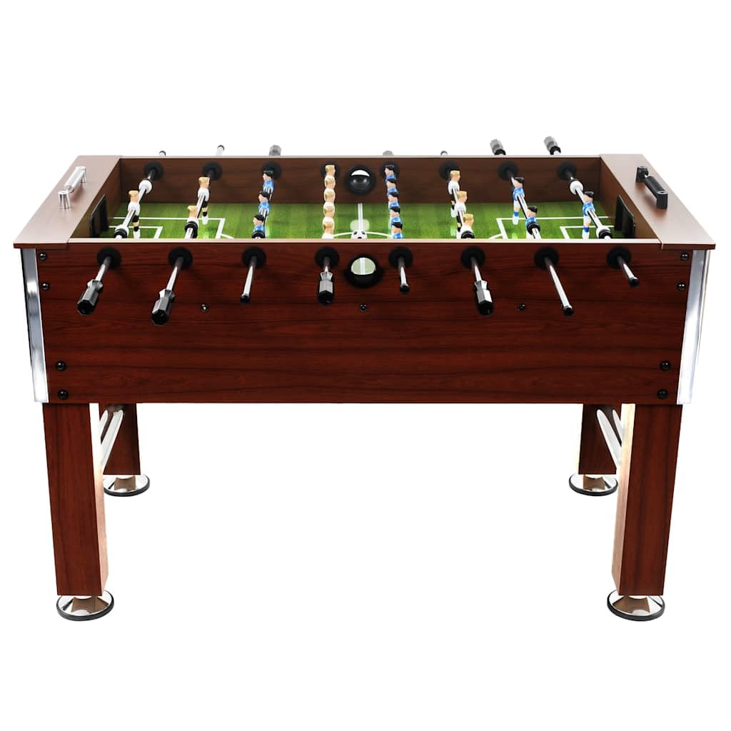 Tavolo da calcio in MDF e acciaio, 140 x 74,5 x 87,5 cm, marrone, con gambe regolabili, 2 porte, 2 palline, bacheca, 8 aste e 22 giocatori per il massimo comfort
