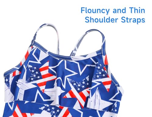 Image of Girls Tankini Swimsuit UPF50+ Ruffle 2 Piece Bathing Suit Full Coverage Kids Swimwear Ages 2-14 Years