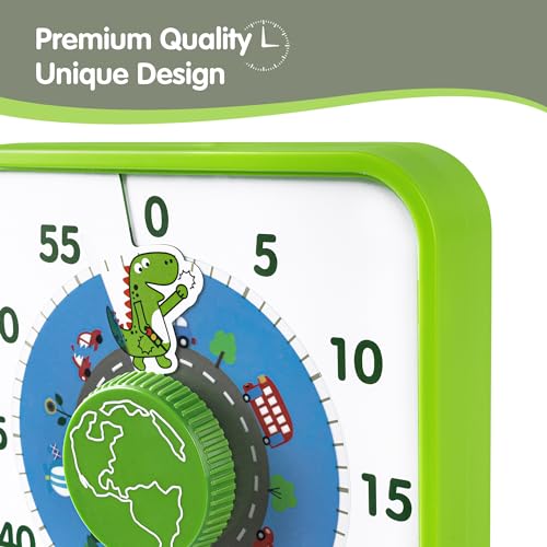 TWENTY5 SEVEN Countdown Timer 7.5 inch, 60 Minute 1 Hour Visual Timer for Classroom Teaching Tool Office Meeting, Mechanical Countdown Clock for Kids Exam Time Management Magnetic, Green Dinosaur - Image 4
