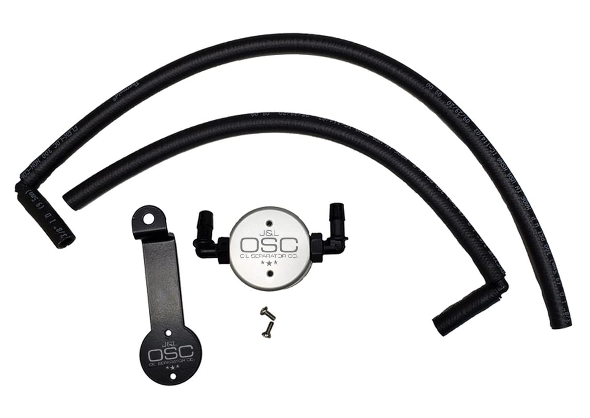 J&L Oil Separator Co. 3.0 Oil Separator Compatible with 2005-2015 Tacoma 4L; 2005-2023 4runner 4L; 2007-2014 FJ Cruiser 4L Driver Side (Silver)