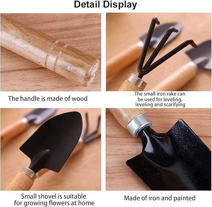 Image of Leafly Mini Garden Tools - 3Pcs Indoor Plant Tools Set Indoor Garden Tools Small Garden Shovel Mini Rake Small Set Hand Rake Gardening Spade Gardening Supplies