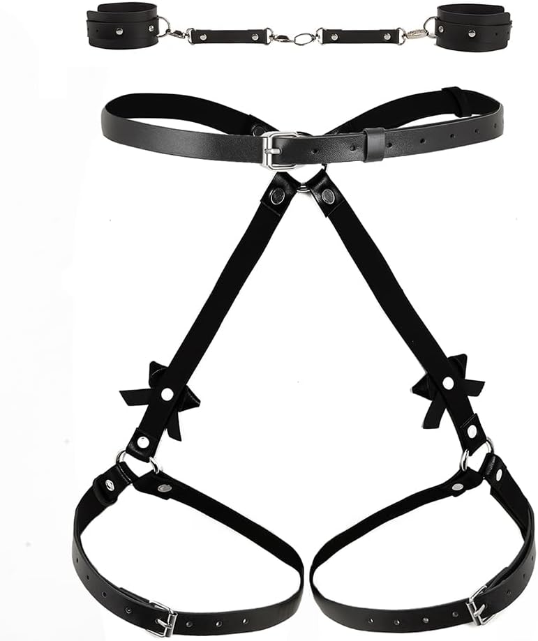 Lower Body Bondage Restraints with Handcuffs for Women, Sex SM Alternative Sex Toys, Couples Flirting Back Handcuffs,Harness Blet for Women, BDSM Straps Halloween, Mardi Gras Carnival, Valentine