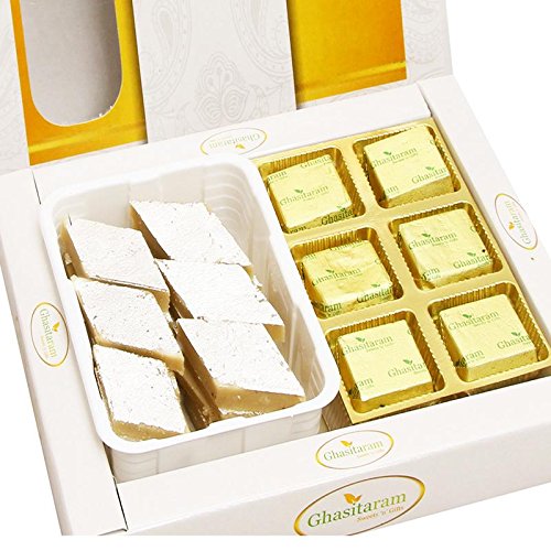 Ghasitaram Gifts Diwali Hampers- Kaju Katli And 6 Pcs Chocolate Hamper