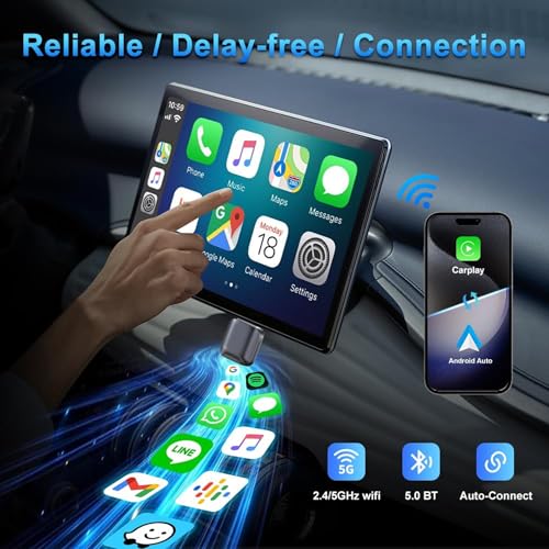 Image of 2026 YIMBLI Wireless CarPlay Adapter for iPhone - No Audio Lag, Auto-Connect - Convert Factory Wired to Wireless CarPlay - Bluetooth 5.3 & 5GHz Wi-Fi - Plug & Play (Includes USB A /C)