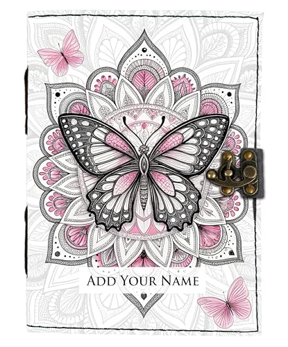 Image of DI-KRAFT Customize Diary with Name with Beautiful UV Prints | Customized Leather Writing Diary Unruled White Paper Journal Personal Notepad Sheets Daily Planner for Gifting (Pattern 25)
