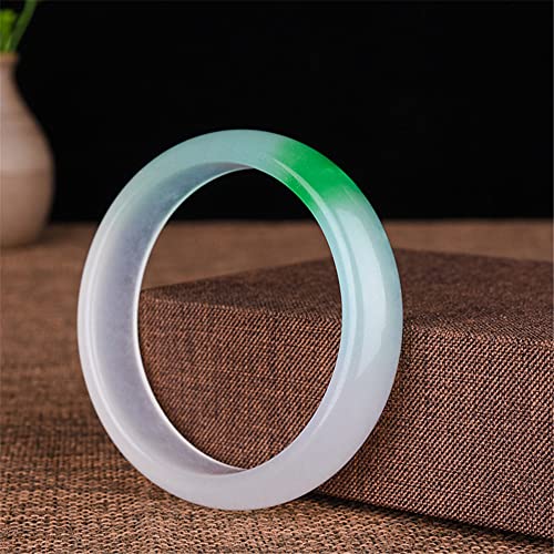 Bracelet en jade véritable flottant fleur verte jonc rond - 6