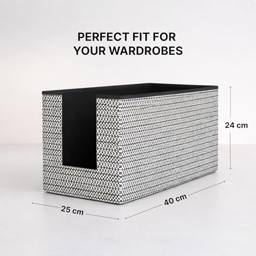 Image of DALUCI Shirt Stacker & Clothes Organizer for Wardrobe | Non-Woven Foldable Storage Box for Cupboard, Closet & Bedroom | Strong Collapsible Fabric Organizer | 40x25x24 cm - Pack of 3 (Black)