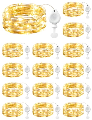 Brightown LED Fairy Lights Battery Operated String Lights, 7ft 20LED Waterproof Silver Wire Twinkle Lights, Firefly Starry Moon Lights for Wedding Party Bedroom