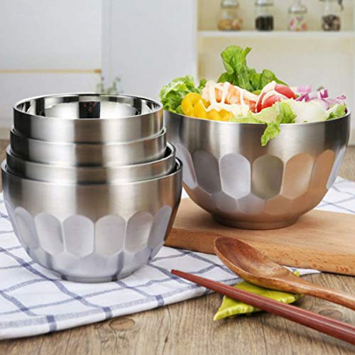 Tigela de aço inoxidável Cabilock para salada, macarrão, tigela de metal para servir comida, recipie