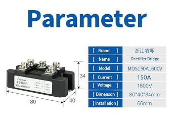 1pcs MDS150A 3 Phase Diode Bridge Rectifier Module 150A 1600V Full Wave Diode Module