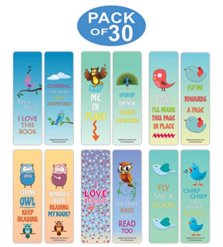 Creanoso Inspiring Book Readers Bird Bookmarks (30-Pack) - Stocking Stuffers Gift For Bibliophiles, Book Worms, Young Book Lovers – Party Supplies – Book Clubs Reading #TOP1