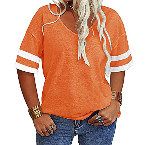 T-shirt femme Runcati fluide et coloré orange intense d'été en taille 5XL