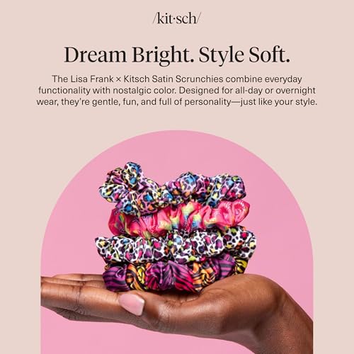 Lisa Frank x Kitsch Ruched Satin Scrunchies for Women- Rainbow Leopard 4pcs - image 8