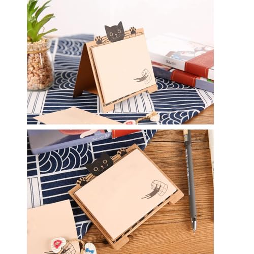 HSYTEK Haftnotizen Können Stehen 3D Niedliche Katze, Selbstklebende Klebezettel, 4 Blöcke à 40 Blatt Wiederverwendbar Sticky Notes zum Erinnerung Checkliste oder To Do für Büro, Zuhause, Schule