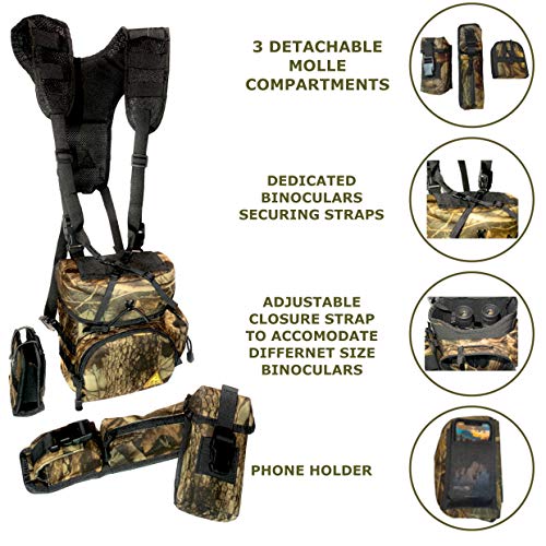 Binoculars Harness Case Pack, Bino Pack With Rangefinder Compartment - Detachable Molle Compartments Camouflage For Hunting, Hiking And Birdwatching #TOP2