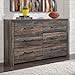Signature Design by Ashley Drystan Rustic Industrial 6 Drawer Dresser, Weatherworn Brown