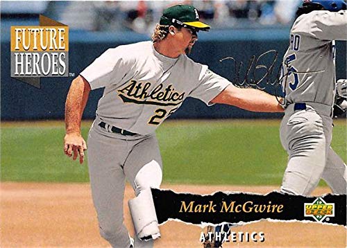 Mark McGwire baseball card (Oakland Athletics) 1991 Upper Deck 60 Future Heroes Gold Laser Signature