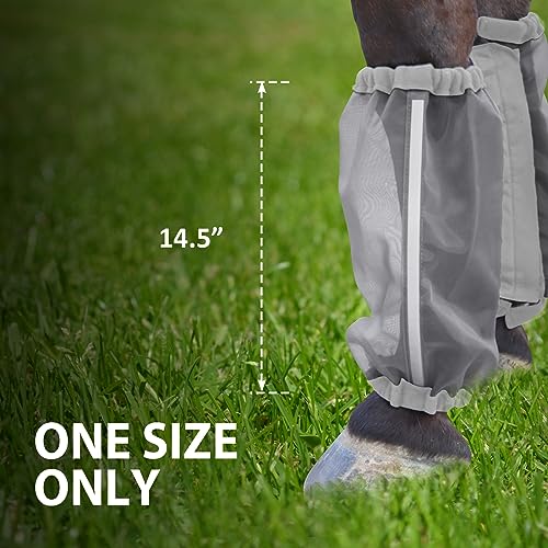 Image of Universal Size Horse Leggings Fine Mesh Horse Fly Boots Greatly Reduce Stomping Breathable Horse Boots Leg Wraps (Set of 4) Silver
