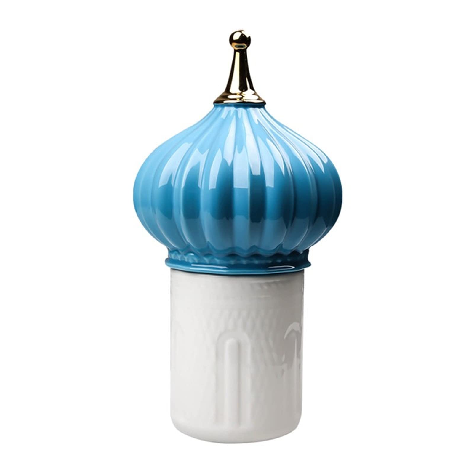 Sbjklyrn One Color Candleholder, Spain Design Candelabra Ceramic Candle Holder Storage Tank Home Decorative Cup Box Roof Pagoda