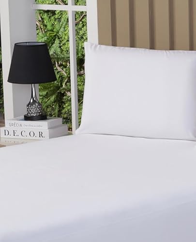 Jogo Lençol Com Fronha Solteiro King 2.03m X 98cm 400 Fios (branco)