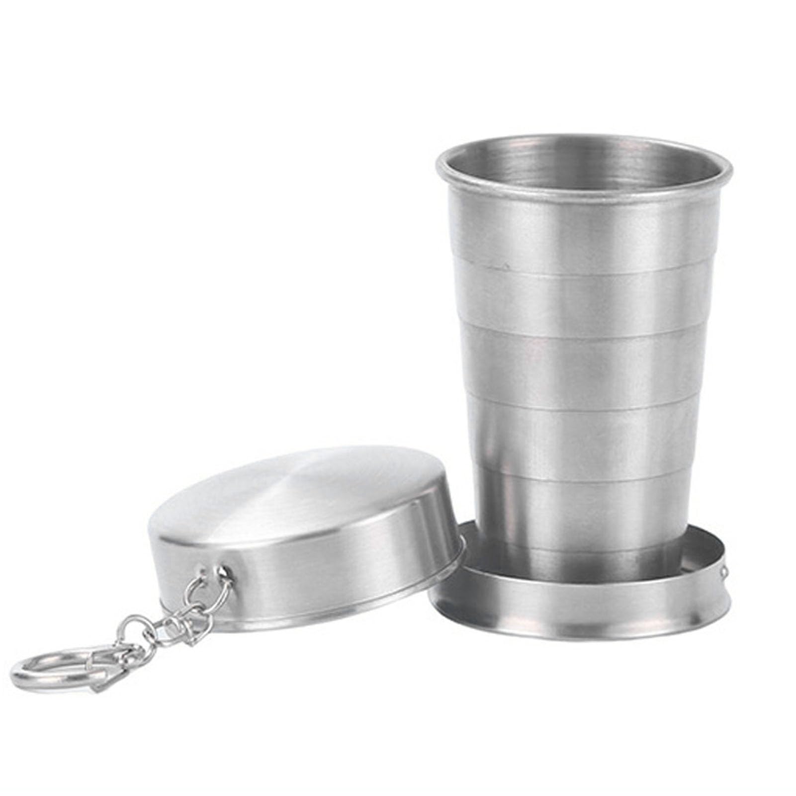 Luocute Tazza Pieghevole in Acciaio Inossidabile, con Portachiavi (Grande | Tazza da Viaggio Pieghevole con Coperchio, per Viaggi in Campeggio