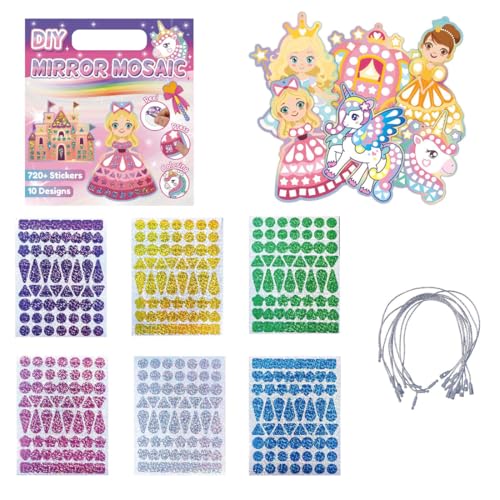 GYCAQAC Lot de 10 kits de bricolage mosaïque pour enfants, Kit Loisir Créatif Enfant, Mosaïque, Apprentissage Motricité Fine et Concentration, Pour enfants à partir de 3 à 8 ans(Princesse)