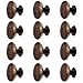 AUTOUTLET Pomos de Armario, 12x Pomos Redondos 30mm de Color Bronce, Tirador de Cocina, Tiradores Muebles para Armario, Puerta Armario, Gabinete, Cajón, Zapateros, Cajas, Estanterías