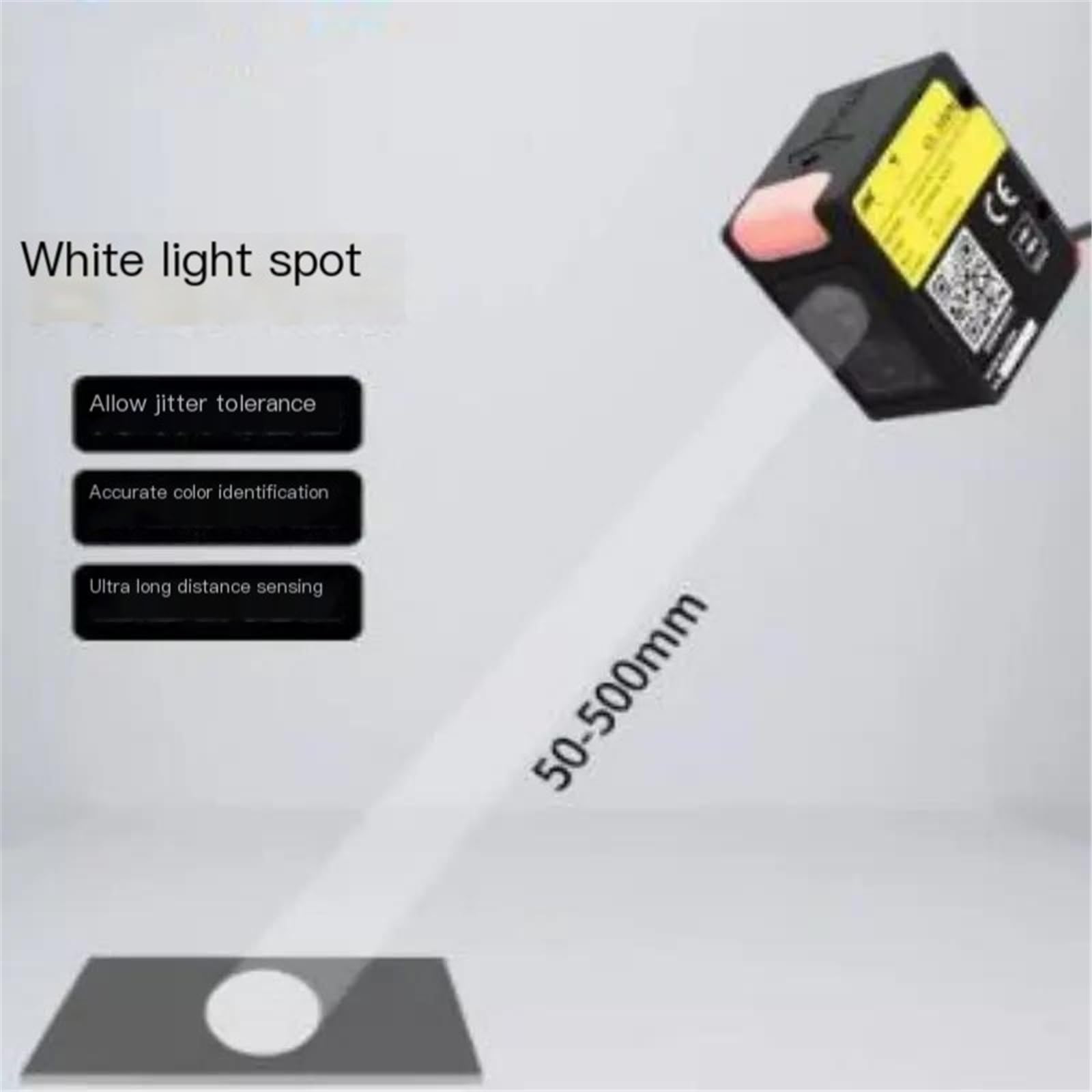 1 sensore di Luce Bianca a Lunga Distanza, rilevamento della Distanza 50-500 mm, Dimensioni del Punto Lontano e Vicino Regolabili