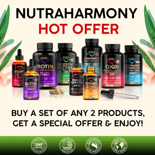 Nutraharmony Digestive Enzymes With Papaya - Multi Enzyme 500Mg Blend & 180K Papain - Probiotic And Prebiotic Supplement - Digestion Support - Made In Usa - 60 Capsules - 2 Month Supply #TOP5