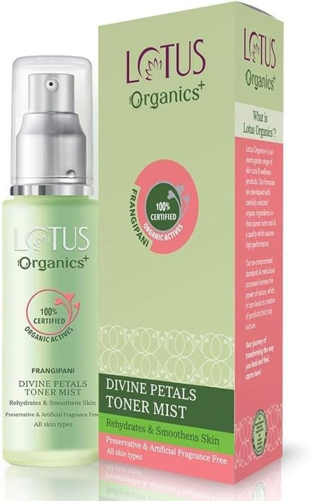 Divine Petals Toner Mist Spray | With Frangipani Extracts | Alcohol Free | 100% Organic | Pack of 1, 50ml