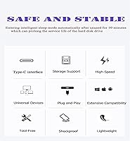 Vista 8 de Disco duro externo portátil ultradelgado de 120 GB, USB 3.1 tipo C, HDD, para PC, Mac, portátil, PS4, Xbox One