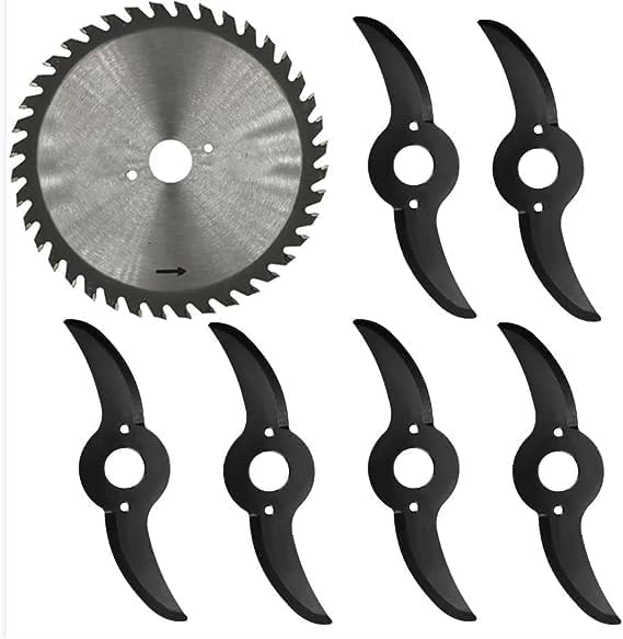 WeeLun Battery Strimmer Metal Blades, 6 X Metal Blades, 1 X Circular Saw Blade，Only Applicable to WCST4820NW-CL