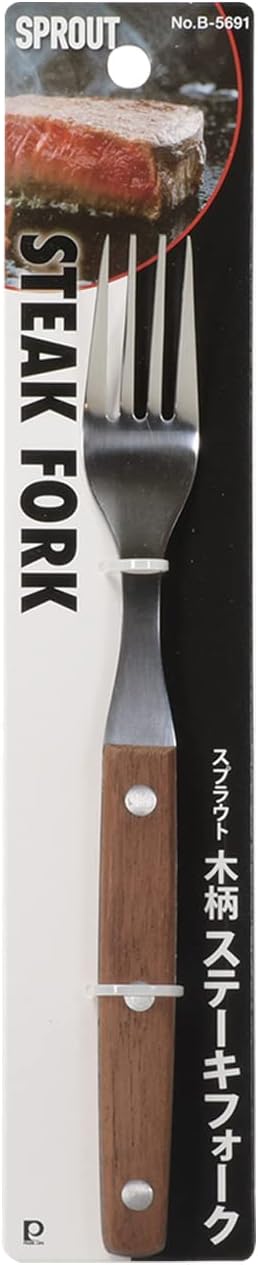 Pearl Metal B-5691 Steak Fork, Wooden Pattern, Total Length 7.9 x Width 1.0 x Height 0.8 inches (20 x 2.5 x 2 cm), Sprout