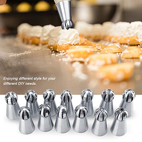 13 Pcs Cake Nozzle, Stainless Steel Piping Tips Nozzle for Frosting Cookie Cupcake Cake Decorating