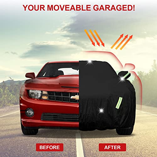 Image of Car Cover for Chevy Camaro 2010-2023 6 Layers All Weather 210T Windproof Waterproof All Weather Protection Outdoor Covers Compatible with Chevy Camaro