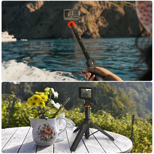 51cm Selfie Stick Stativ für Action Cams, Kompatibel mit GoPro Hero 13/12/11/10/9/Max2, DJI Osmo Pocket 3, Action 6/5 Pro/4, AKASO EK7000 und Anderen Action-Kameras