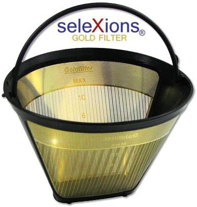 seleXions Coffee Gold with Titanium Non-Stick Hard Layer 6-12 cups and Cup/Size 1x4 Coffee Filter with Fill Level Indicator